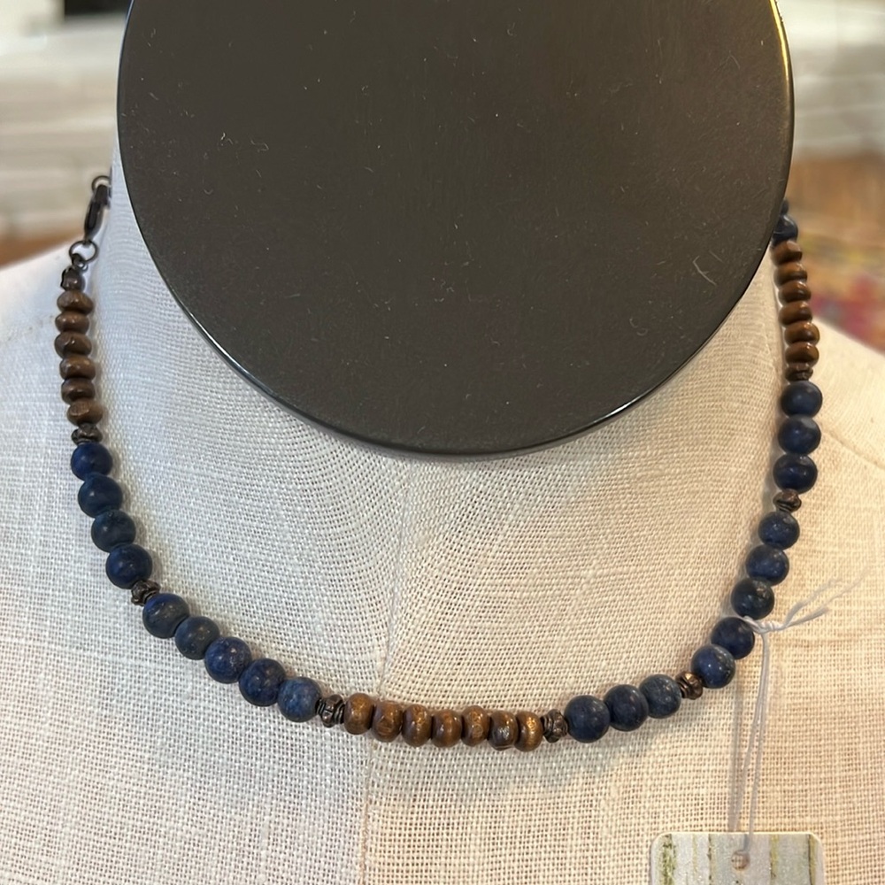 Frosted blue lapis choker necklace-The Jewelry Junkie